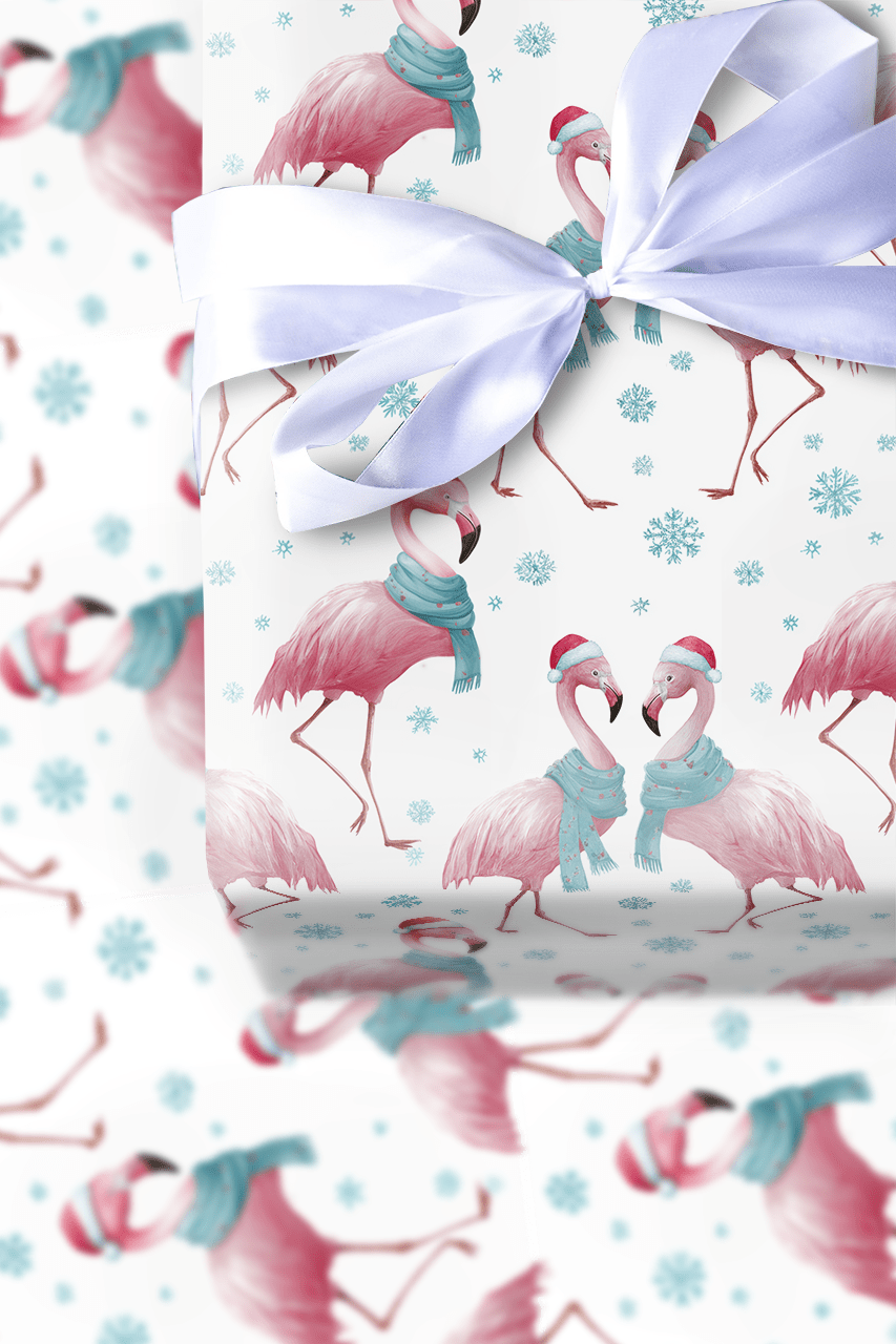 Snow Much Flamingo Fun - Wrapping Paper - Aspen & Arlo