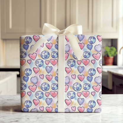 My Soccer Valentine - Wrapping Paper - Aspen & Arlo