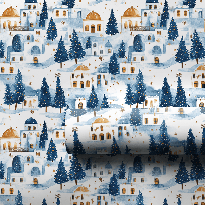 Snowfall in Santorini - Wrapping Paper - Aspen & Arlo