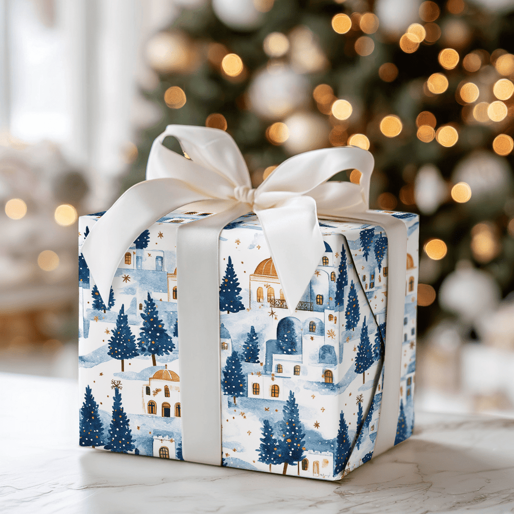 Snowfall in Santorini - Wrapping Paper - Aspen & Arlo