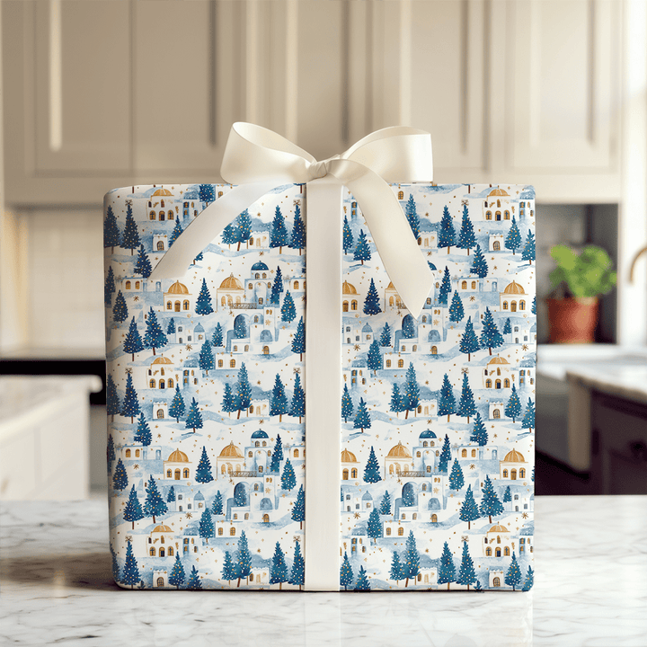 Snowfall in Santorini - Wrapping Paper - Aspen & Arlo