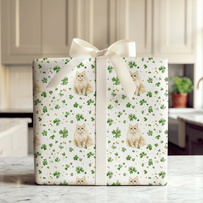 Shamrocks with the Maine Coon - Wrapping Paper - Aspen & Arlo