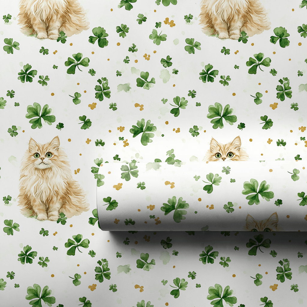 Shamrocks with the Maine Coon - Wrapping Paper - Aspen & Arlo
