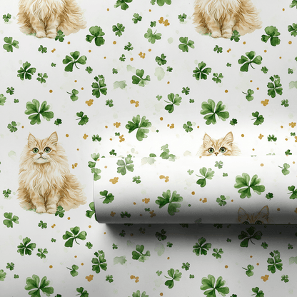 Shamrocks with the Maine Coon - Wrapping Paper - Aspen & Arlo