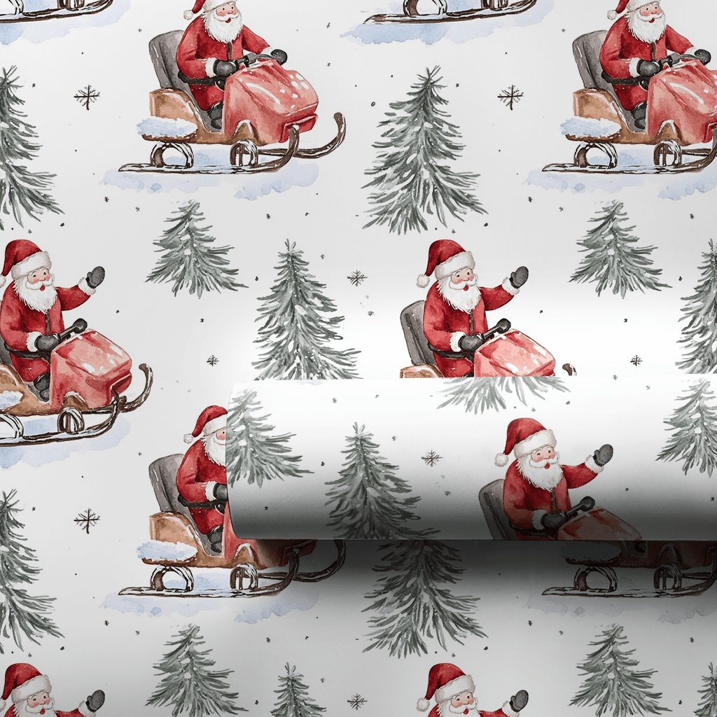 Snowmobile Sleigh Ride - Wrapping Paper - Aspen & Arlo