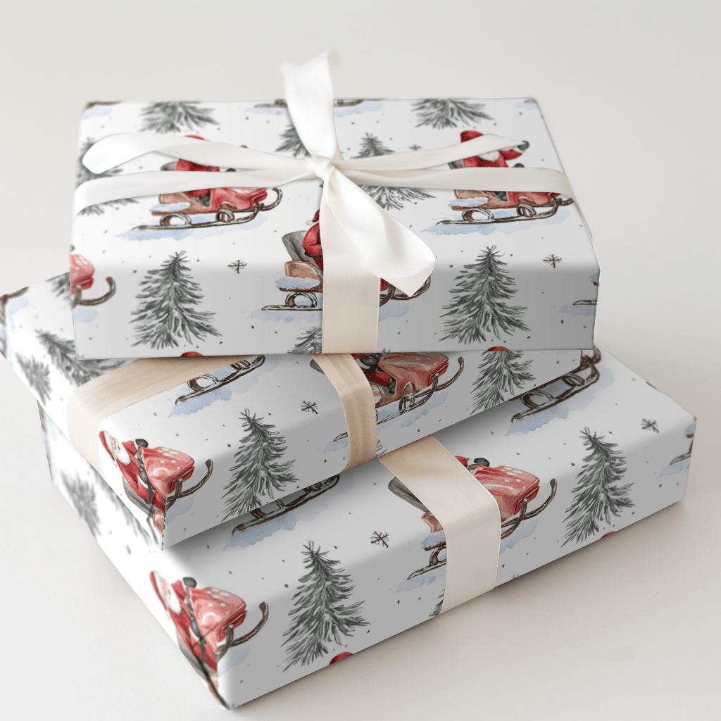 Snowmobile Sleigh Ride - Wrapping Paper - Aspen & Arlo