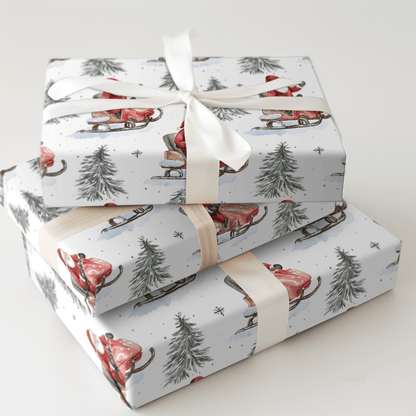 Snowmobile Sleigh Ride - Wrapping Paper - Aspen & Arlo