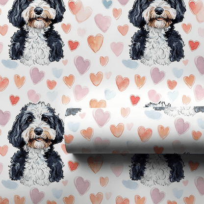 Bernedoodle Valentine - Wrapping Paper - Aspen & Arlo