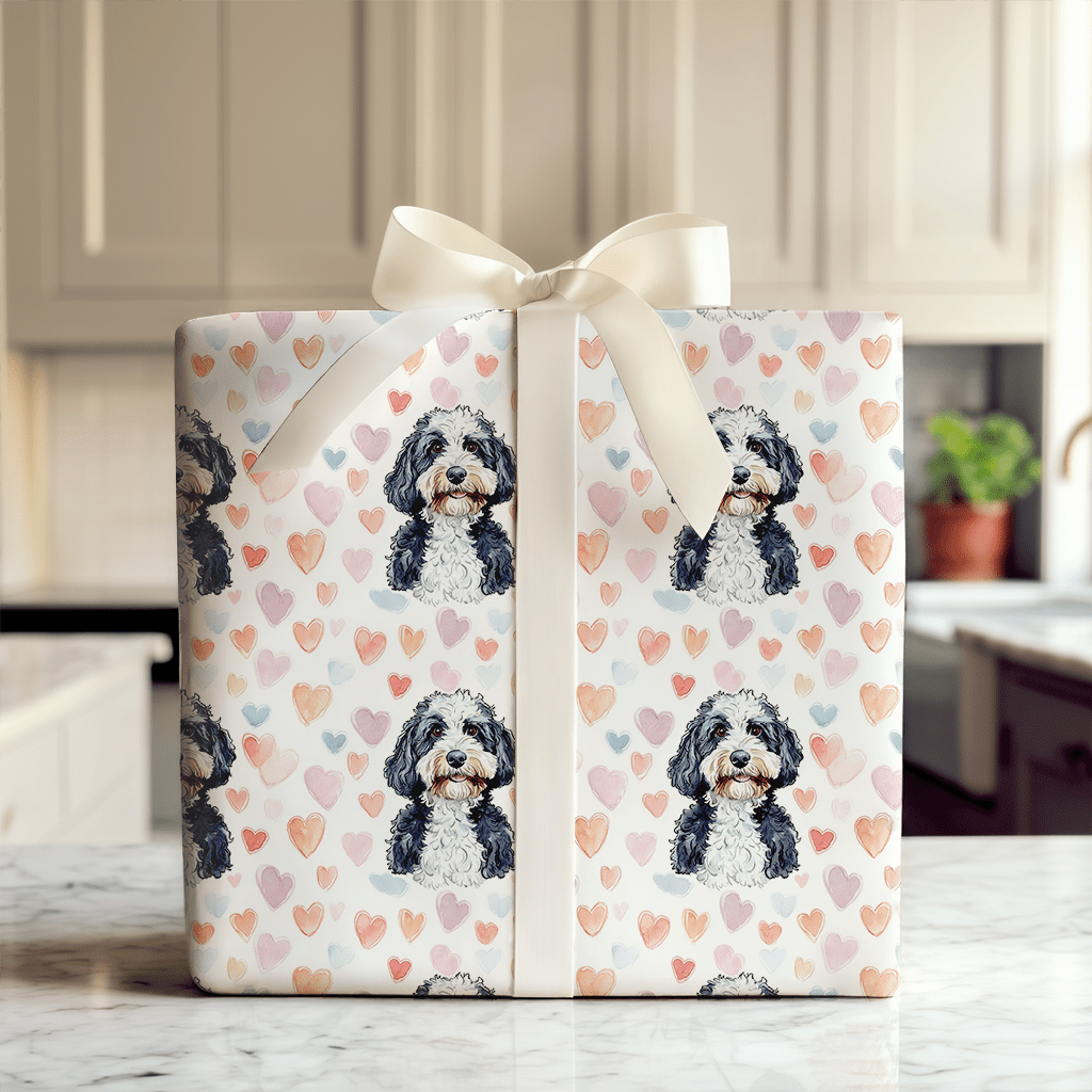 Bernedoodle Valentine - Wrapping Paper - Aspen & Arlo