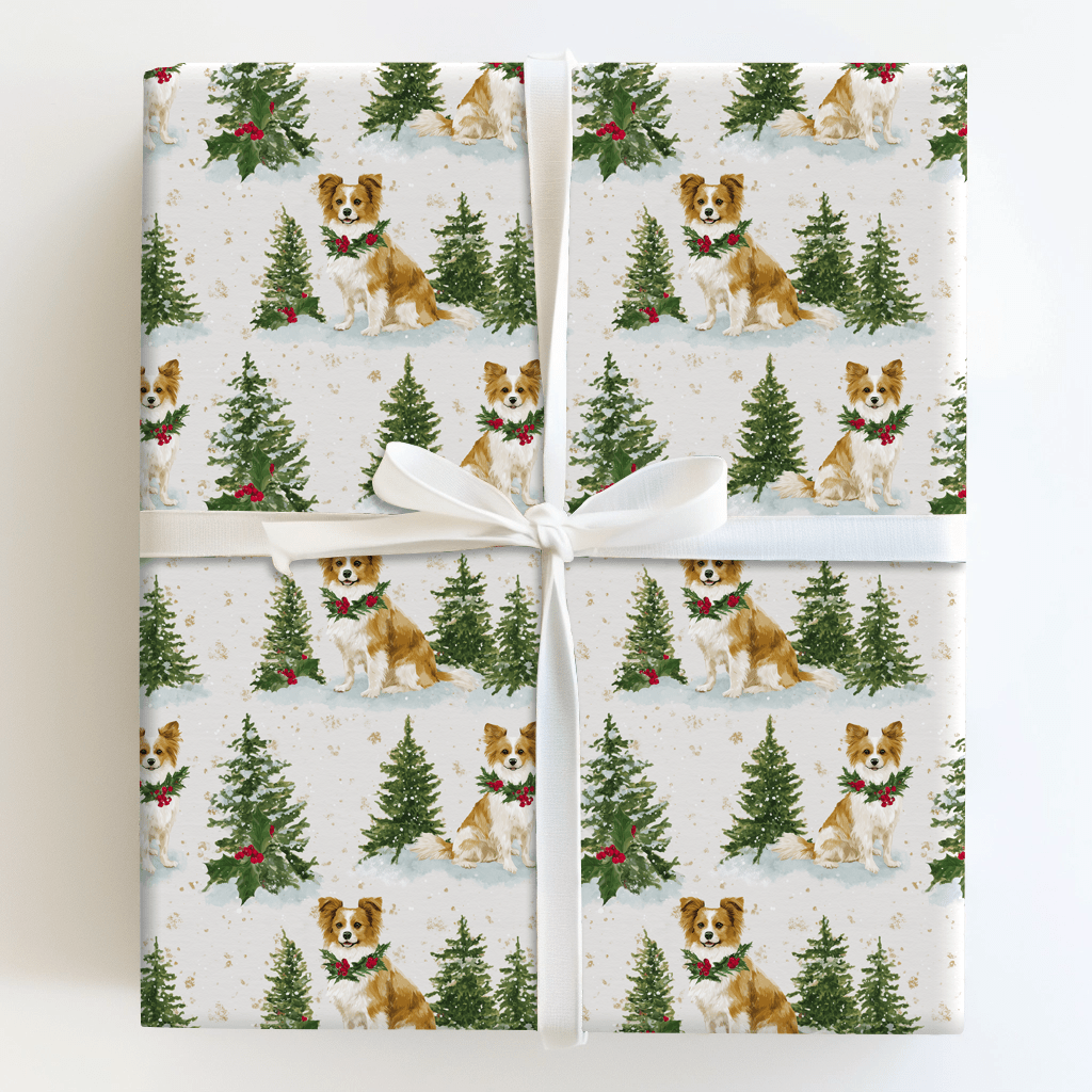 Snow Day for the Papillon - Wrapping Paper - Aspen & Arlo