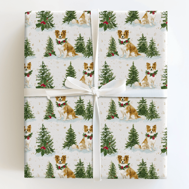 Snow Day for the Papillon - Wrapping Paper - Aspen & Arlo
