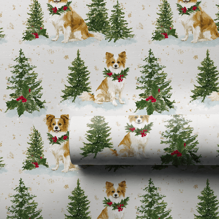 Snow Day for the Papillon - Wrapping Paper - Aspen & Arlo