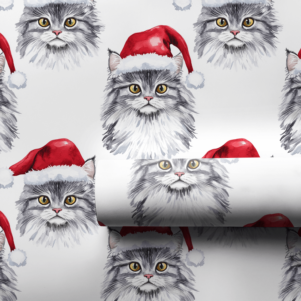 Maine Coon Santa - Wrapping Paper - Aspen & Arlo