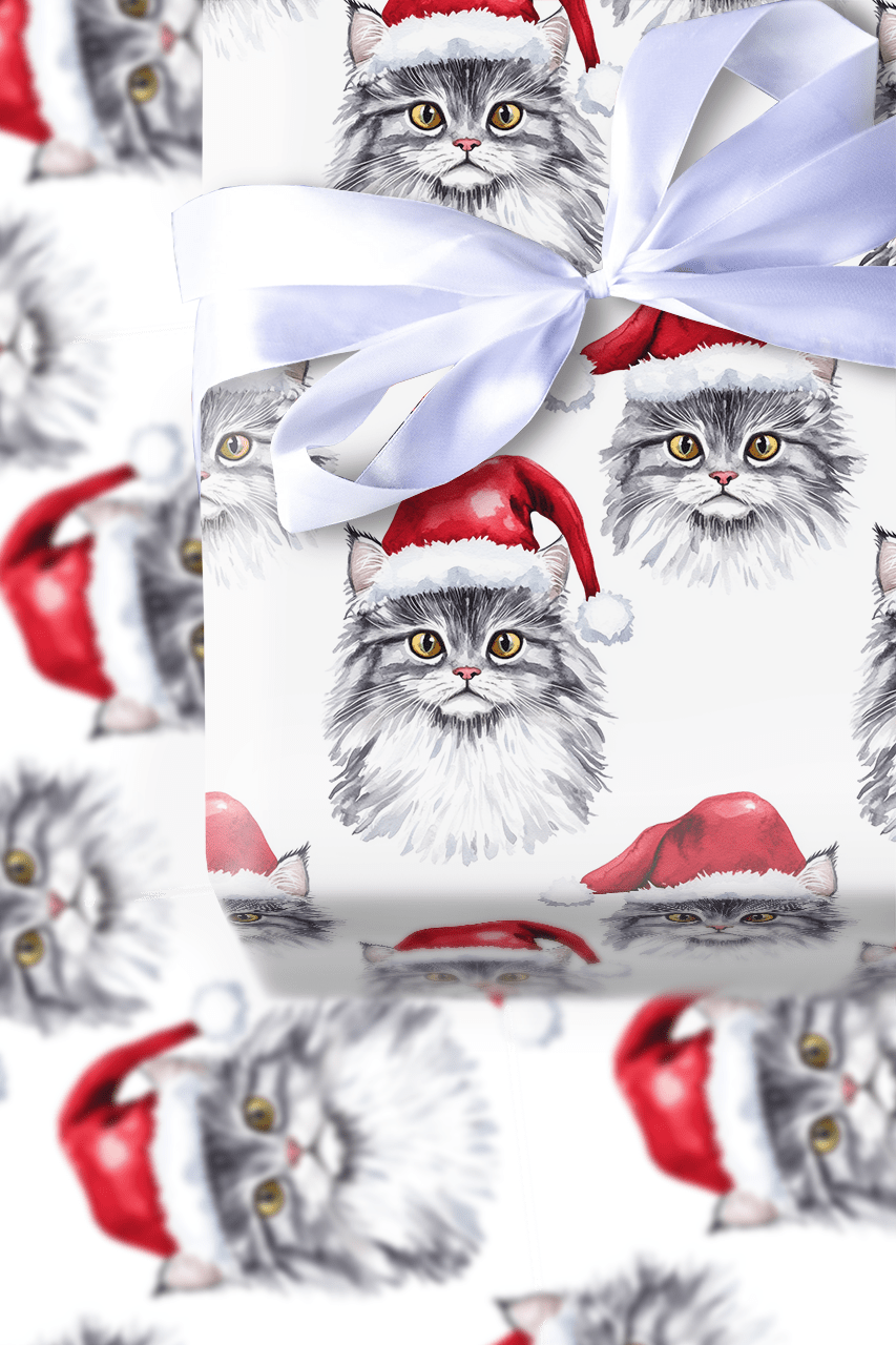 Maine Coon Santa - Wrapping Paper - Aspen & Arlo