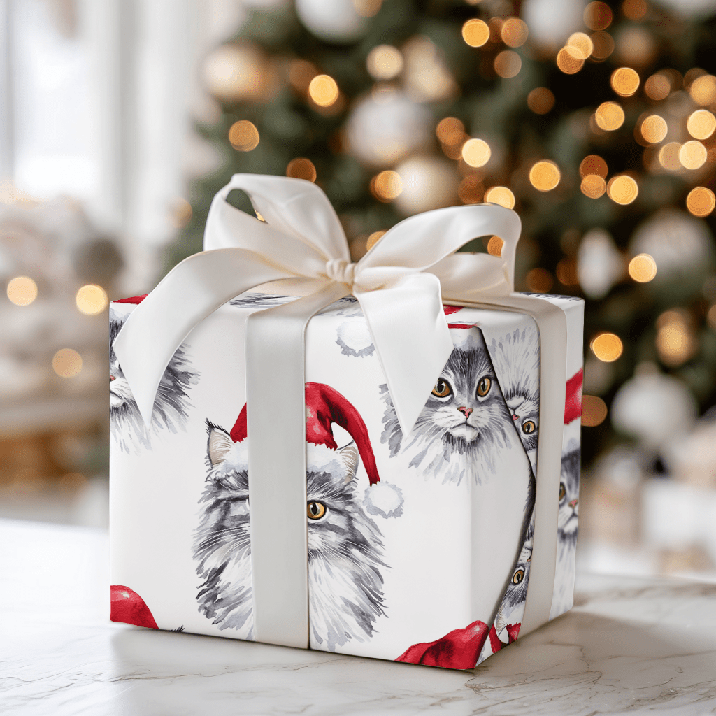 Maine Coon Santa - Wrapping Paper - Aspen & Arlo