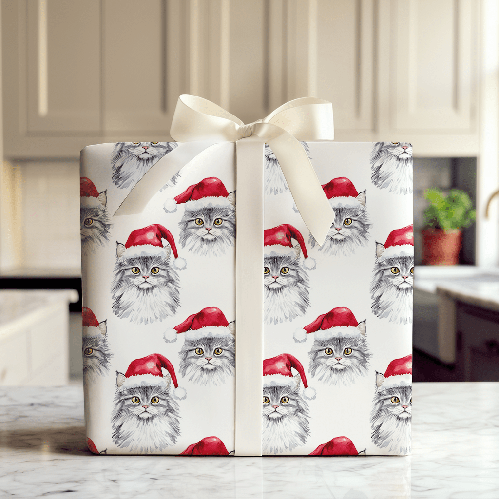 Maine Coon Santa - Wrapping Paper - Aspen & Arlo