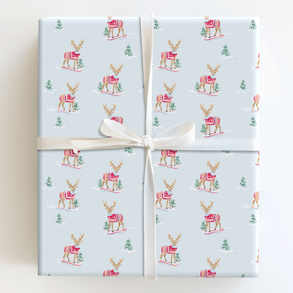 Reindeer on Skis - Wrapping Paper - Aspen & Arlo