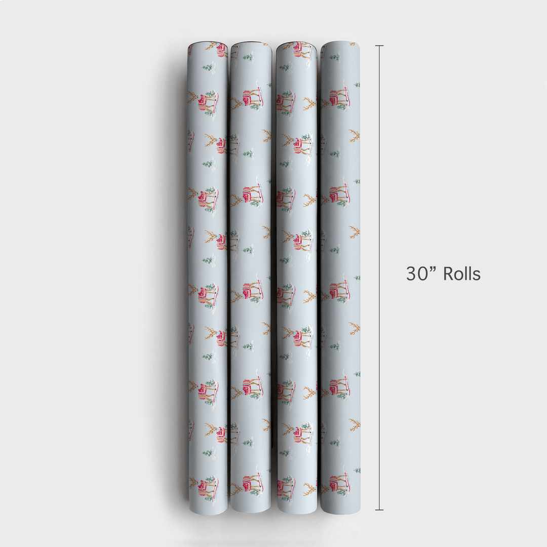 Reindeer on Skis - Wrapping Paper - Aspen & Arlo