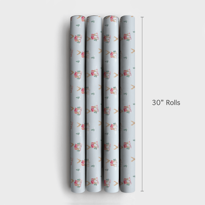 Reindeer on Skis - Wrapping Paper - Aspen & Arlo