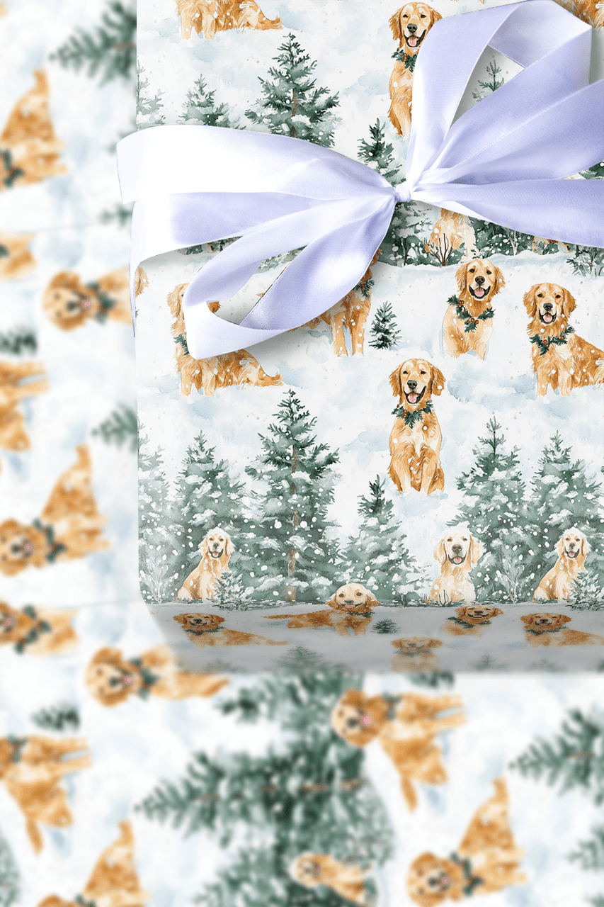 Snow Day for the Goldens - Wrapping Paper - Aspen & Arlo