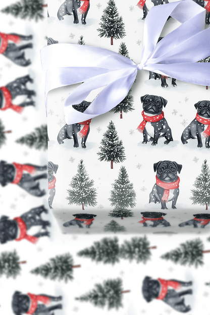 Snow Day for the Pug - Wrapping Paper - Aspen & Arlo