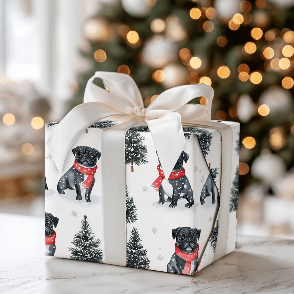 Snow Day for the Pug - Wrapping Paper - Aspen & Arlo