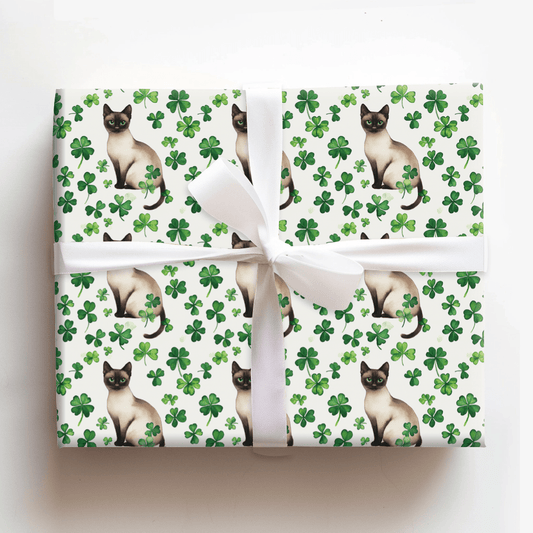 Shamrocks with the Siamese - Wrapping Paper - Aspen & Arlo
