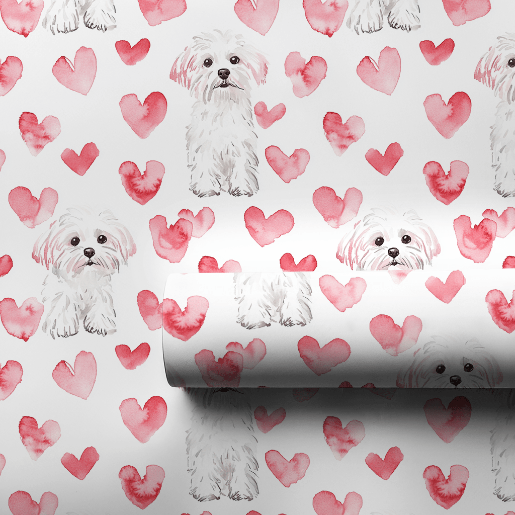Maltese Valentine - Wrapping Paper - Aspen & Arlo