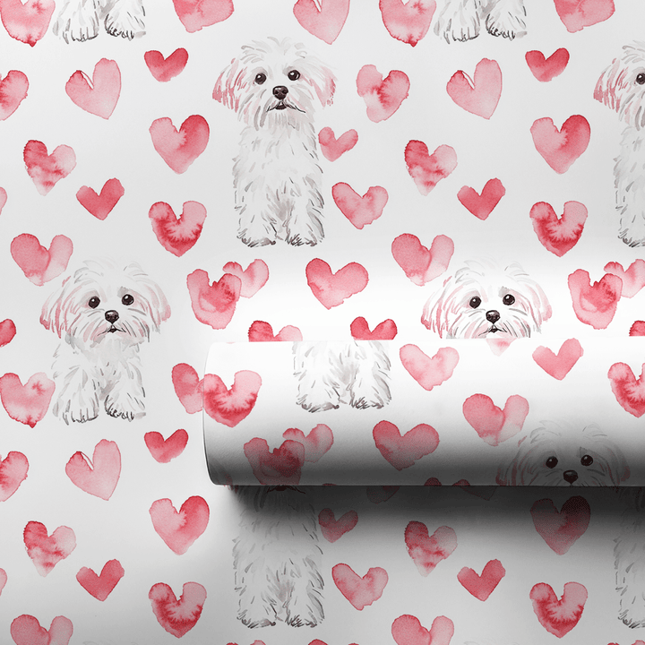 Maltese Valentine - Wrapping Paper - Aspen & Arlo