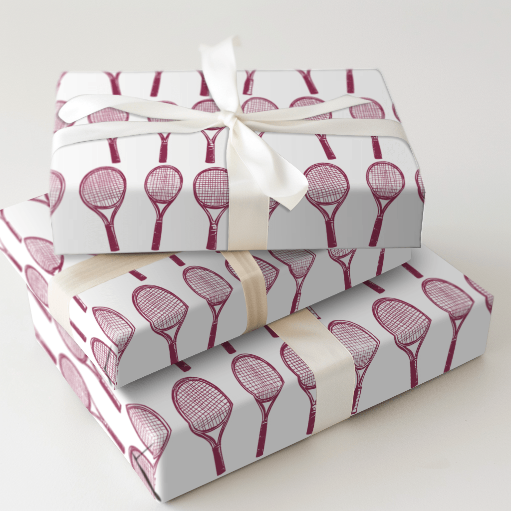 Match Point Cranberry - Wrapping Paper - Aspen & Arlo