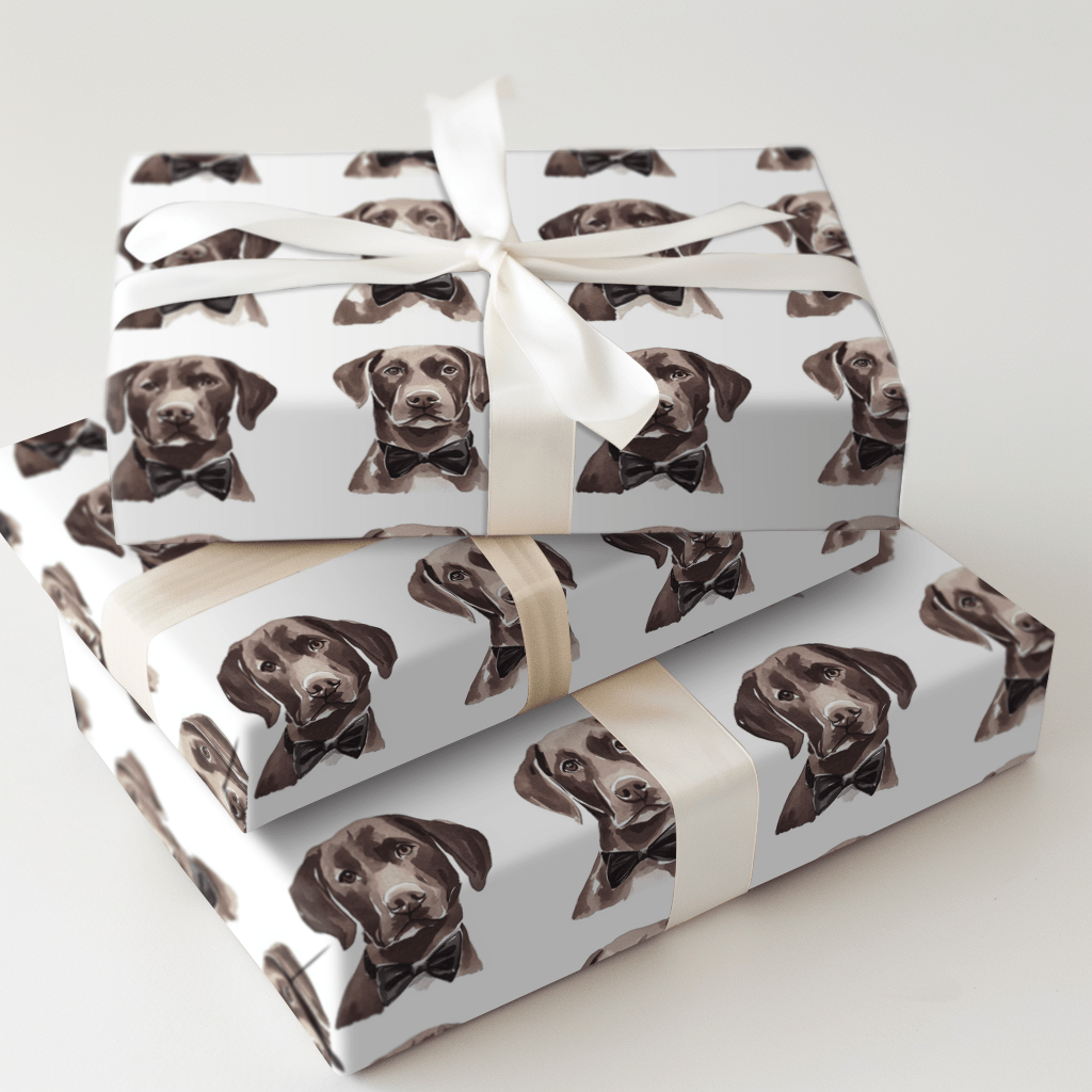 Black Tie with the Brown Labs - Wrapping Paper - Aspen & Arlo