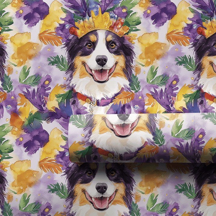 Mardi Gras Australian Shepherd - Wrapping Paper - Aspen & Arlo