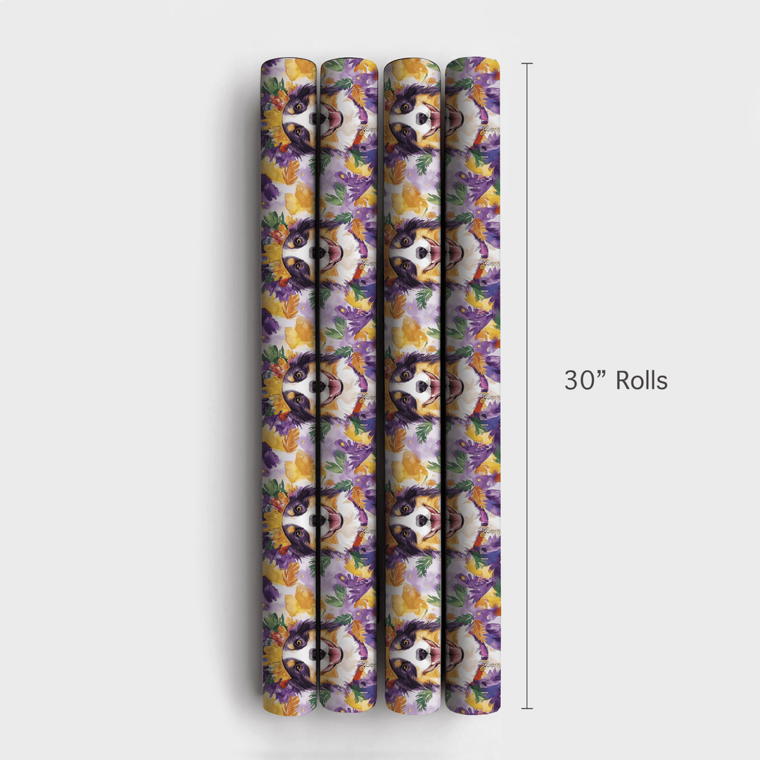 Mardi Gras Australian Shepherd - Wrapping Paper - Aspen & Arlo