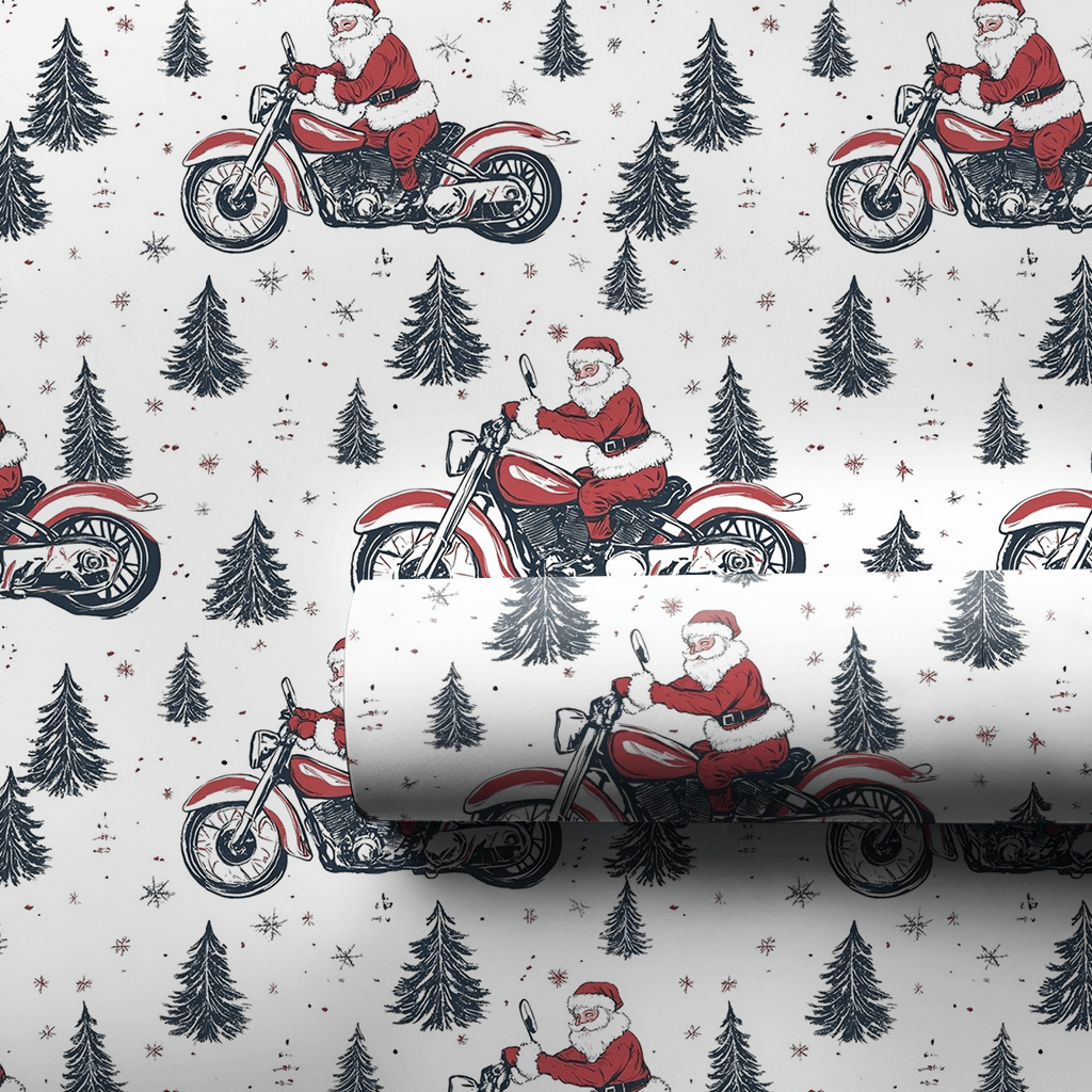 Santa's Hot Rod - Wrapping Paper - Aspen & Arlo