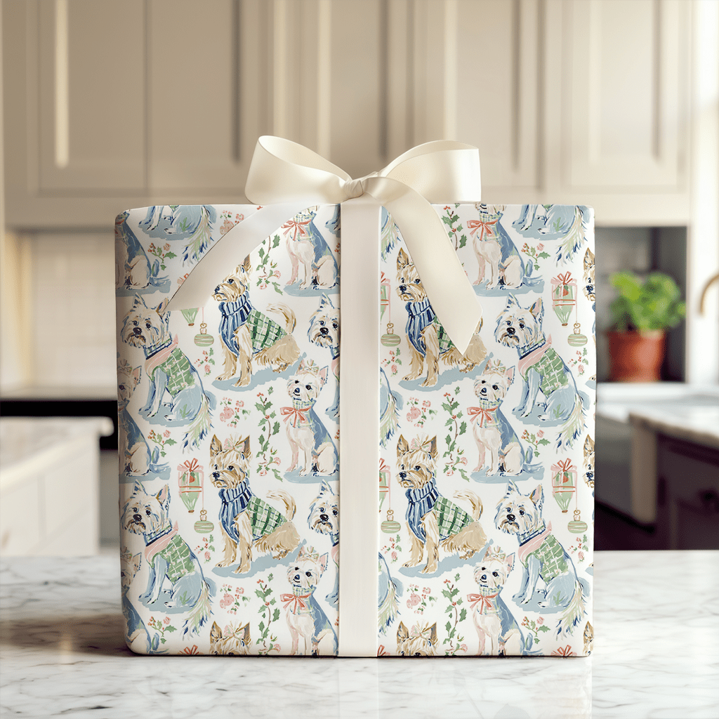Puppy Misteltoe - Wrapping Paper - Aspen & Arlo