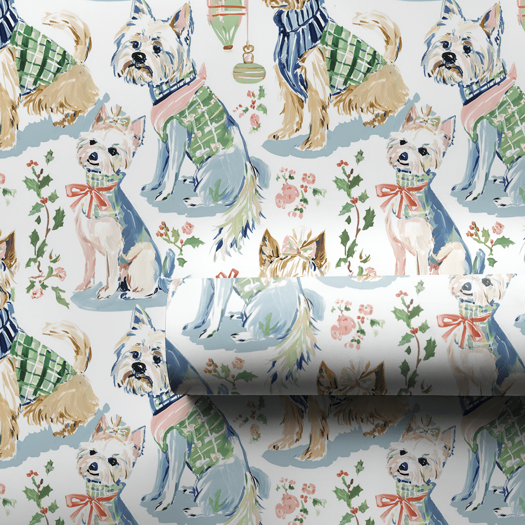 Puppy Misteltoe - Wrapping Paper - Aspen & Arlo