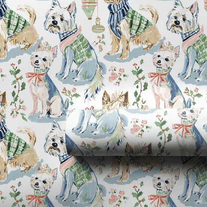 Puppy Misteltoe - Wrapping Paper - Aspen & Arlo
