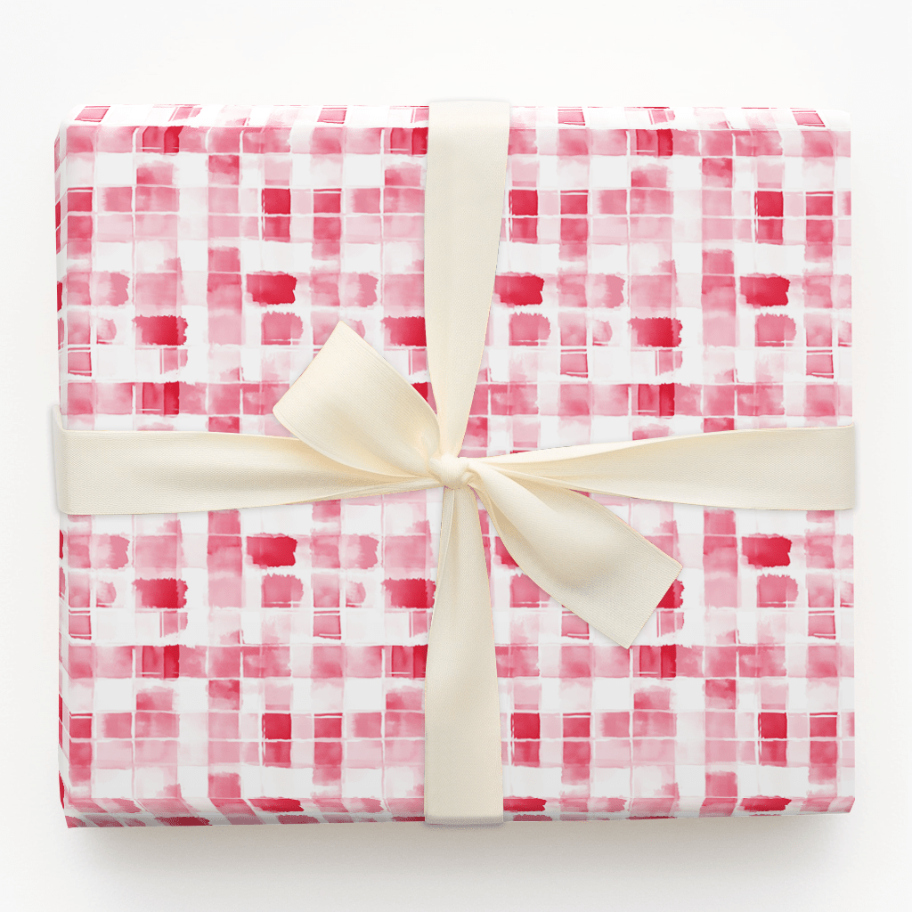 Rosy Grid - Wrapping Paper - Aspen & Arlo