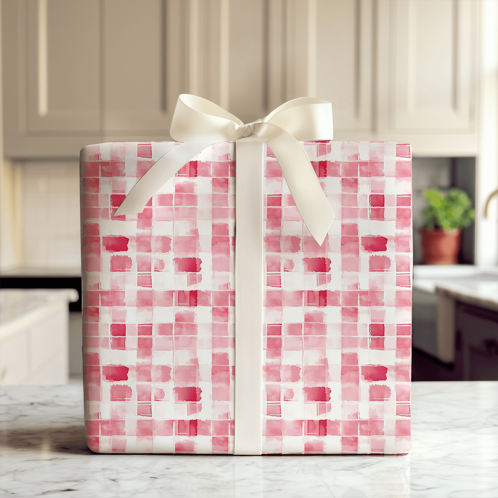 Rosy Grid - Wrapping Paper - Aspen & Arlo