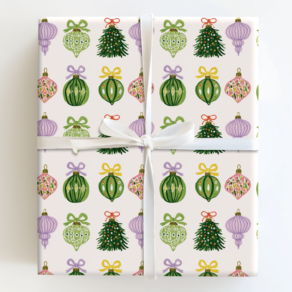 Ribboned Ornaments - Wrapping Paper - Aspen & Arlo