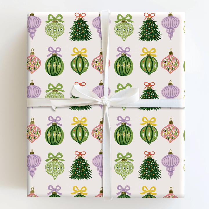 Ribboned Ornaments - Wrapping Paper - Aspen & Arlo