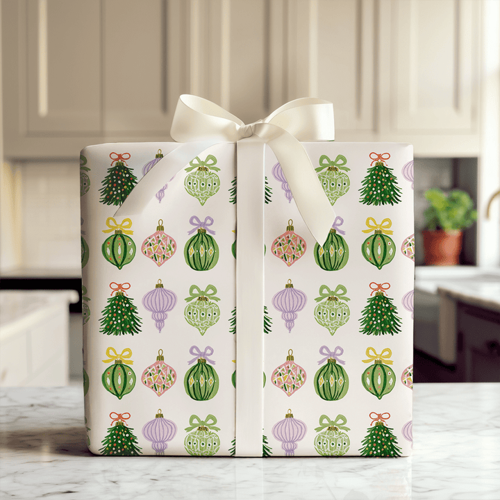 Ribboned Ornaments - Wrapping Paper - Aspen & Arlo