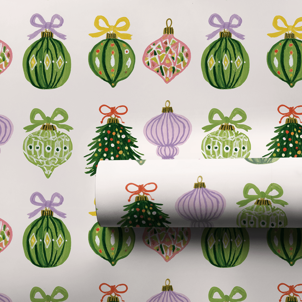 Ribboned Ornaments - Wrapping Paper - Aspen & Arlo