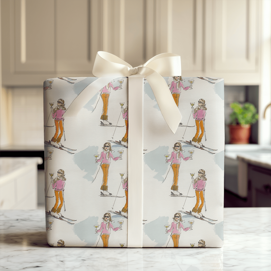 Merry Ski Girl - Wrapping Paper - Aspen & Arlo