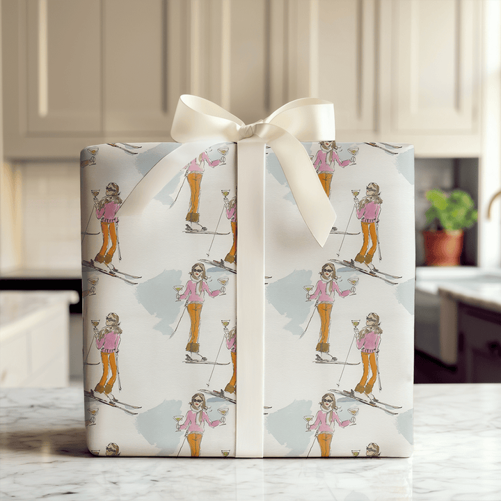 Merry Ski Girl - Wrapping Paper - Aspen & Arlo