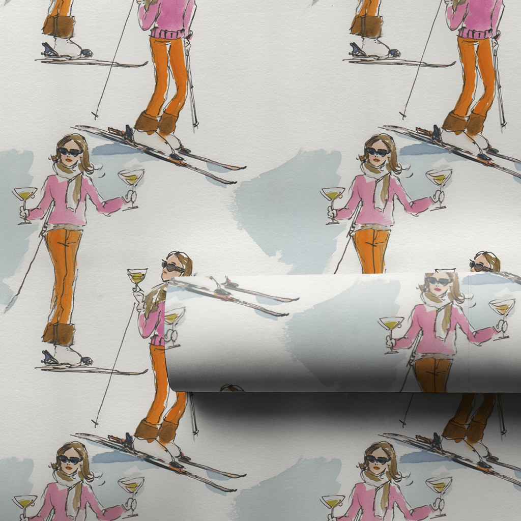 Merry Ski Girl - Wrapping Paper - Aspen & Arlo