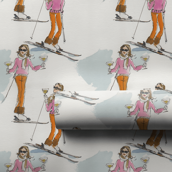 Merry Ski Girl - Wrapping Paper - Aspen & Arlo