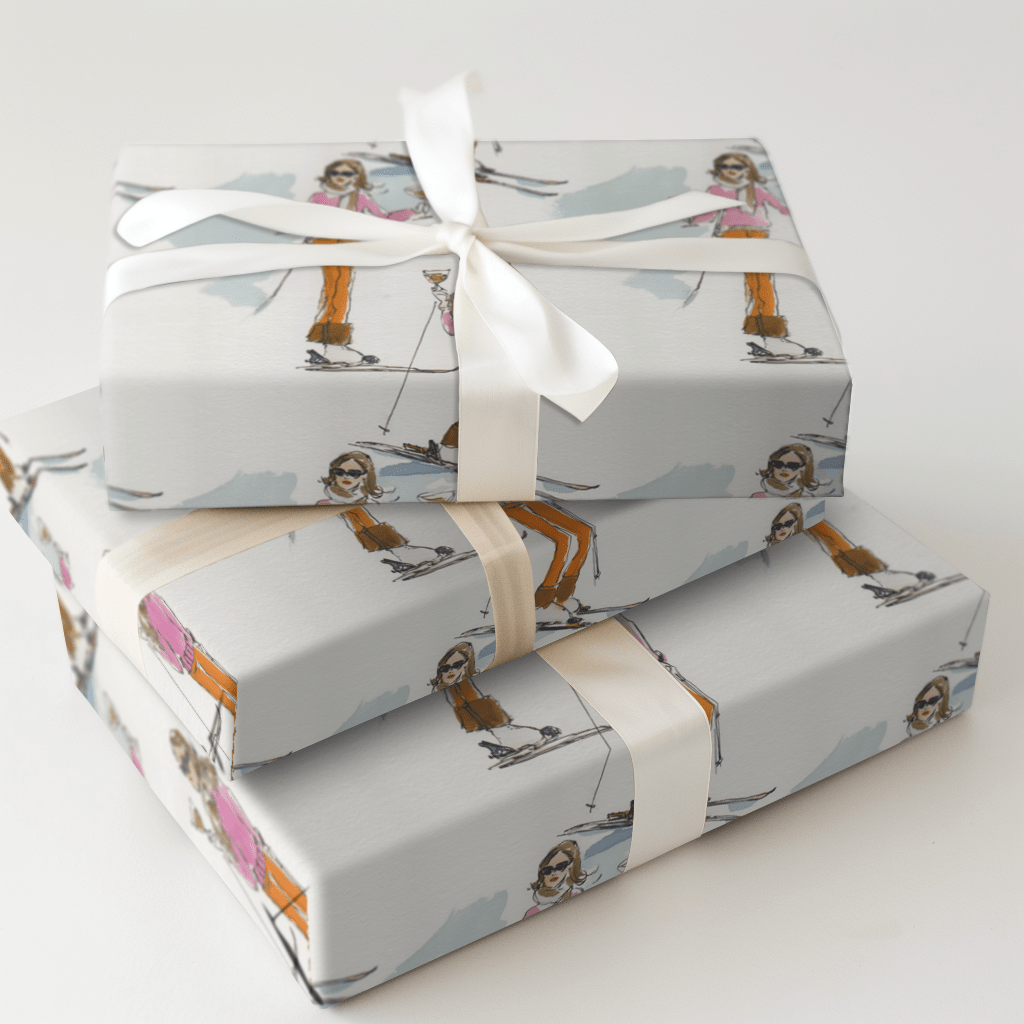 Merry Ski Girl - Wrapping Paper - Aspen & Arlo