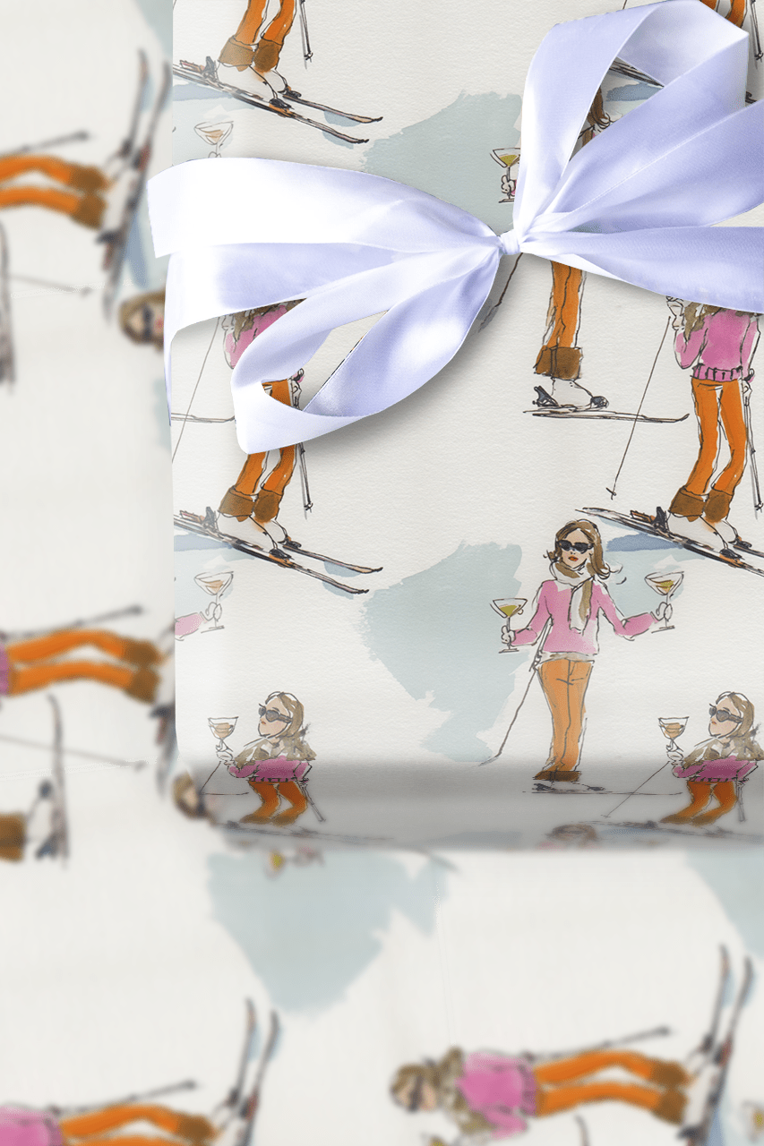 Merry Ski Girl - Wrapping Paper - Aspen & Arlo