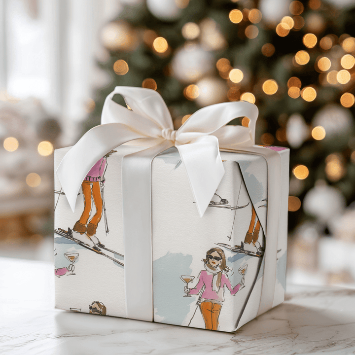 Merry Ski Girl - Wrapping Paper - Aspen & Arlo